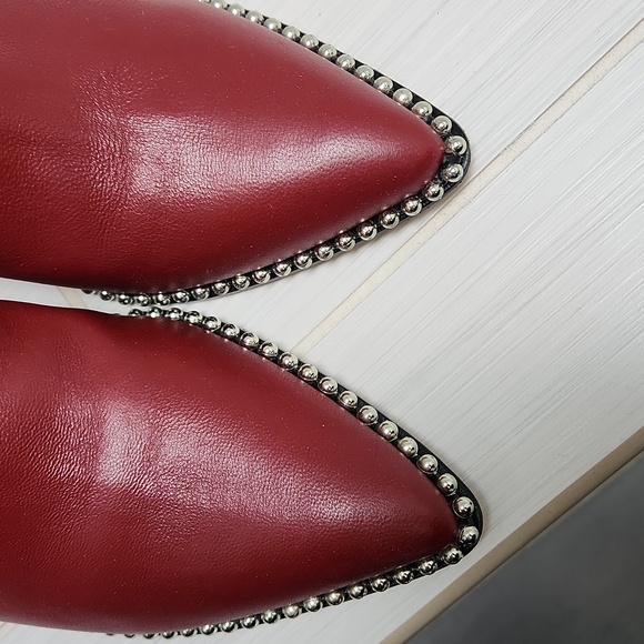 BCBGeneration Beya Leather Ankle Boots with Studded Detail in Rhubarb Color - Picture 3 of 6